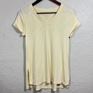 J Jill Pima‎ Short-Sleeve V-Neck Tee Shirt Top XS Cotton Minimalist Quiet Luxury
